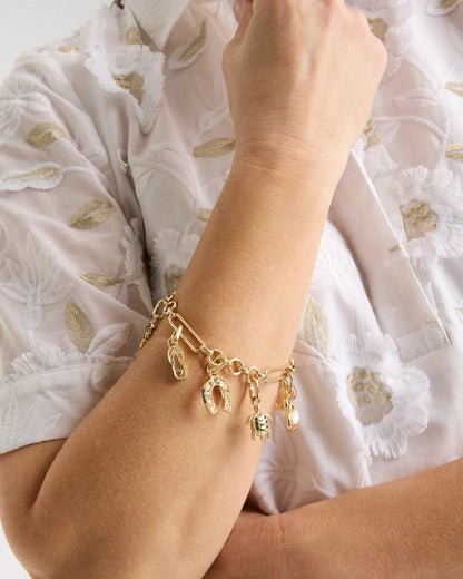 Chico's Shiny Goldtone Novelty Charm Bracelet Gold