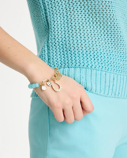 Chico's Jade Stone Link Charm Bracelet Light Blue