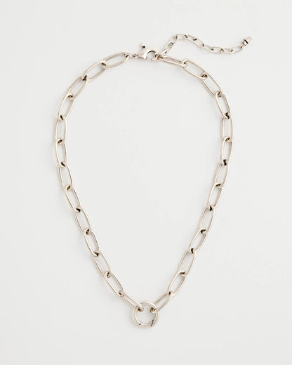 Chico's Silvertone Charm Link Necklace Silver