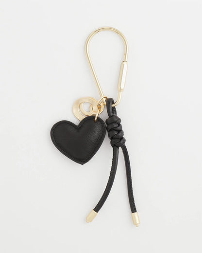 Chico's Faux Leather Heart Bag Charm Black