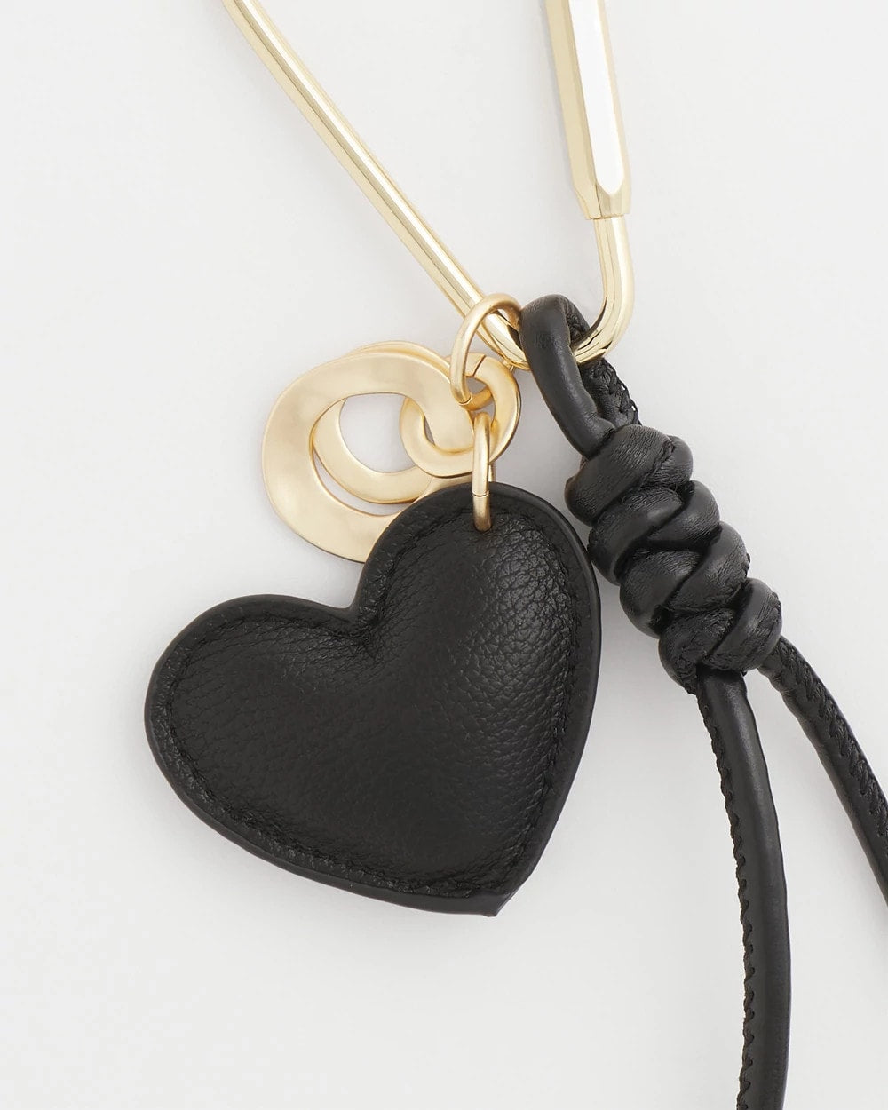 Chico's Faux Leather Heart Bag Charm Black