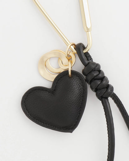 Chico's Faux Leather Heart Bag Charm Black