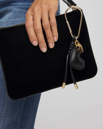 Chico's Faux Leather Heart Bag Charm Black