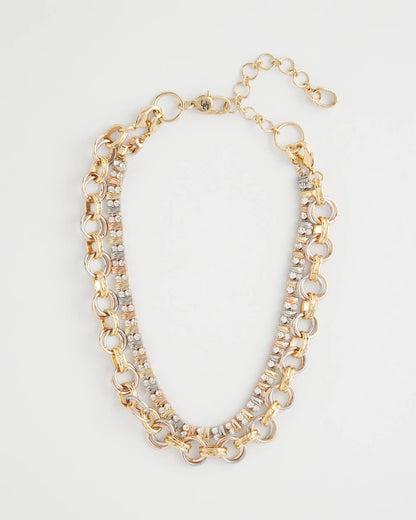 Chico's Convertible Tri-Tone Short Necklace Mixed Metals