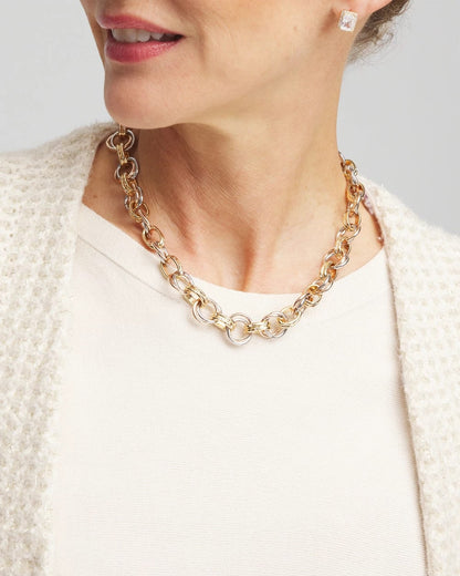 Chico's Convertible Tri-Tone Short Necklace Mixed Metals