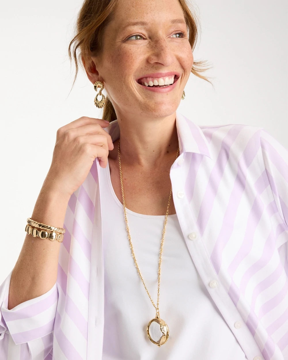 Chico's Butterfly Wing Monocle Necklace Gold