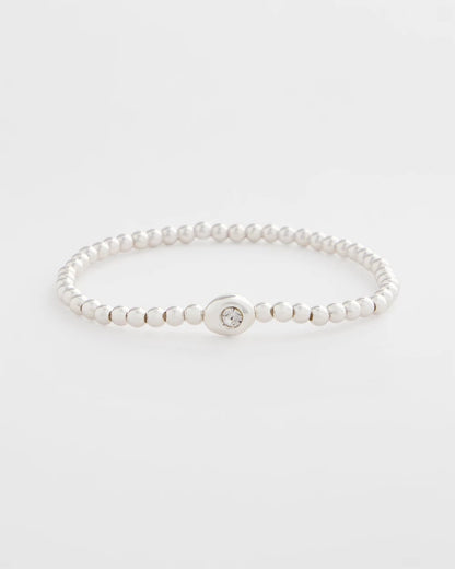 Chico's Mini Bead Stretch Hero Bracelet Silver
