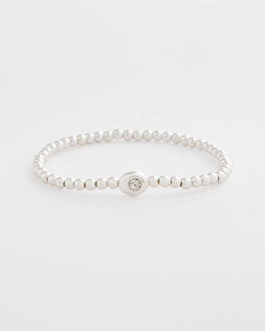 Chico's Mini Bead Stretch Hero Bracelet Silver