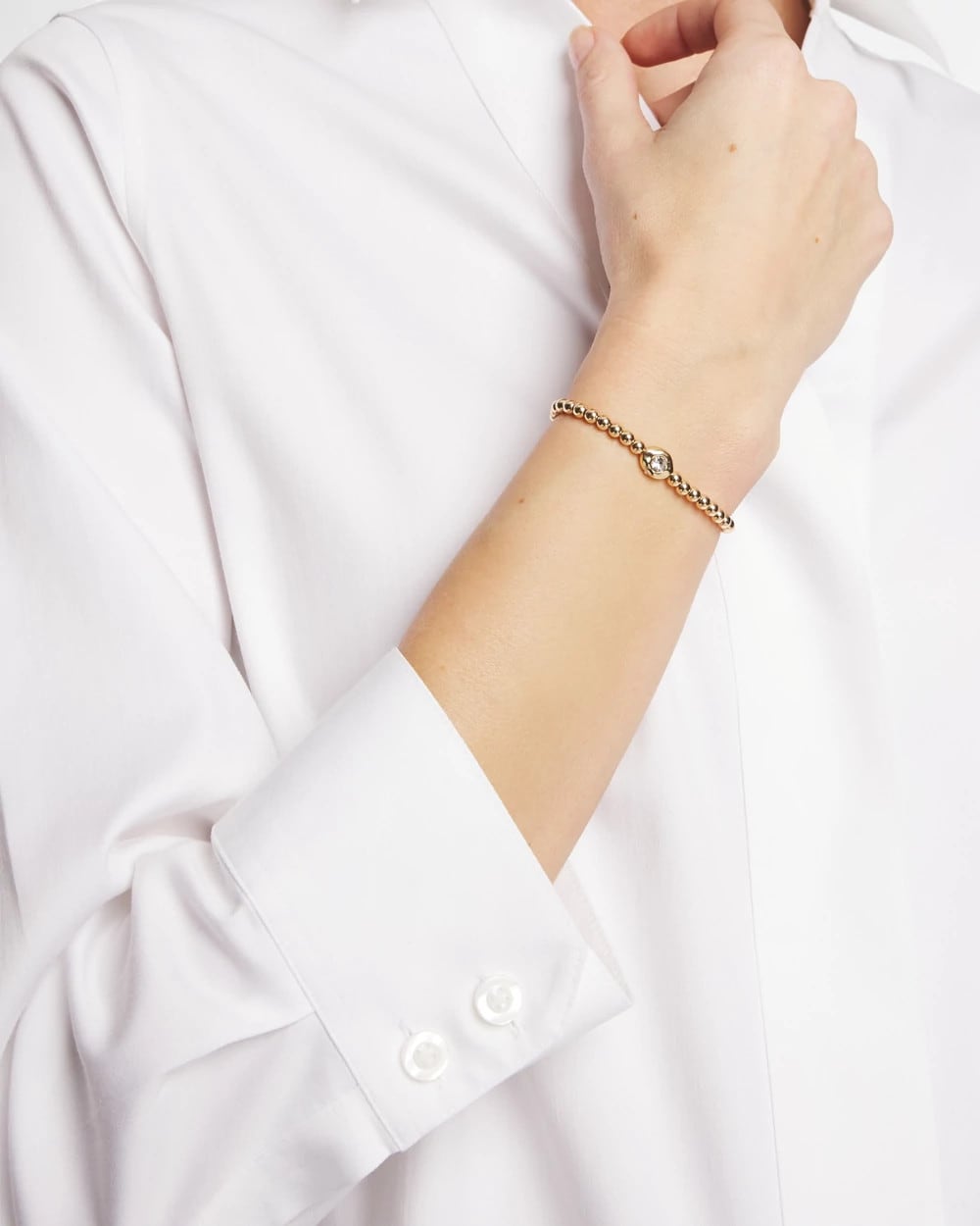 Chico's Mini Bead Stretch Hero Bracelet Gold