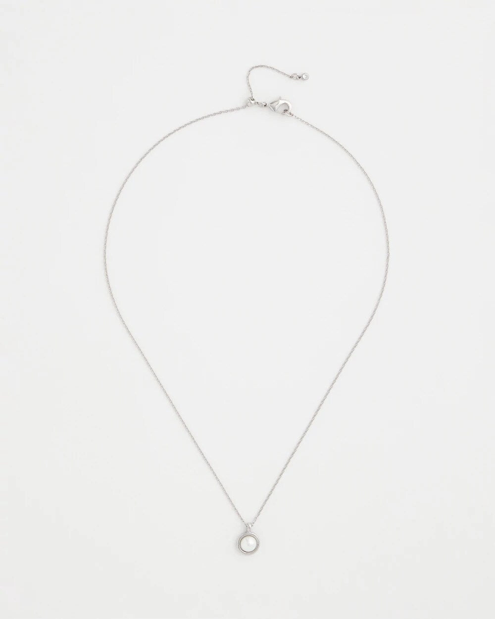 Chico's Silver Pearl Single Strand Necklace Silver