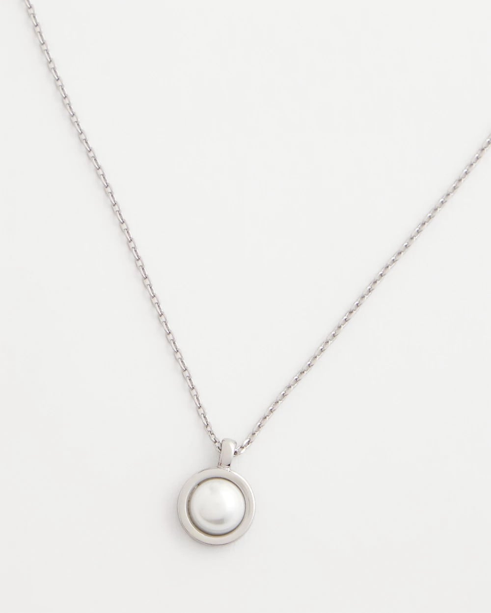 Chico's Silver Pearl Single Strand Necklace Silver