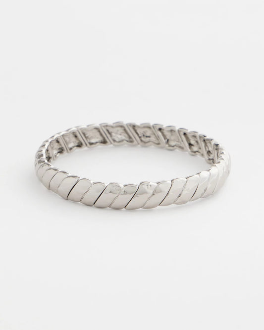 Chico's Thin Twist Stretch Bracelet Silver