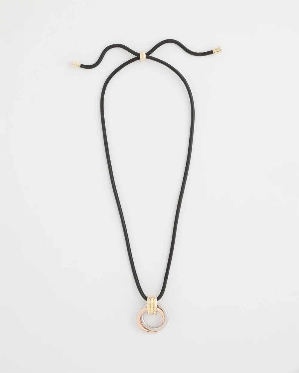 Chico's Adjustable Tri-Tone Pendant Necklace Mixed Metals
