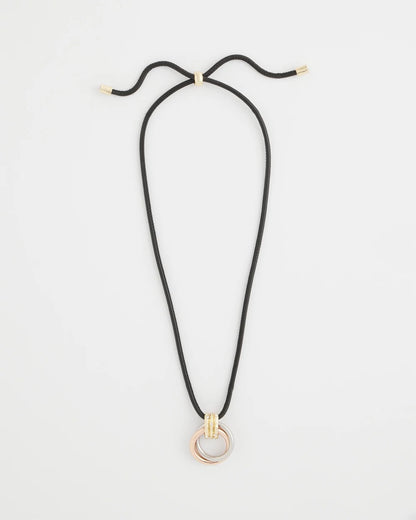 Chico's Adjustable Tri-Tone Pendant Necklace Mixed Metals