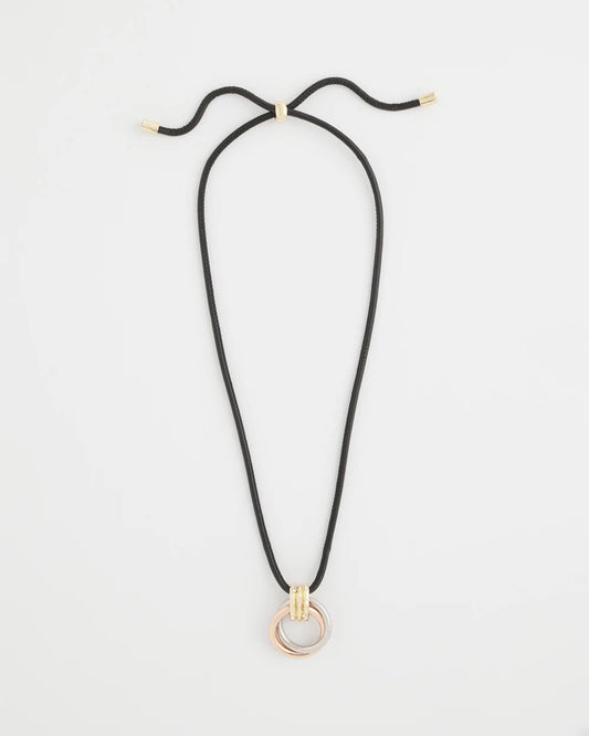 Chico's Adjustable Tri-Tone Pendant Necklace Mixed Metals