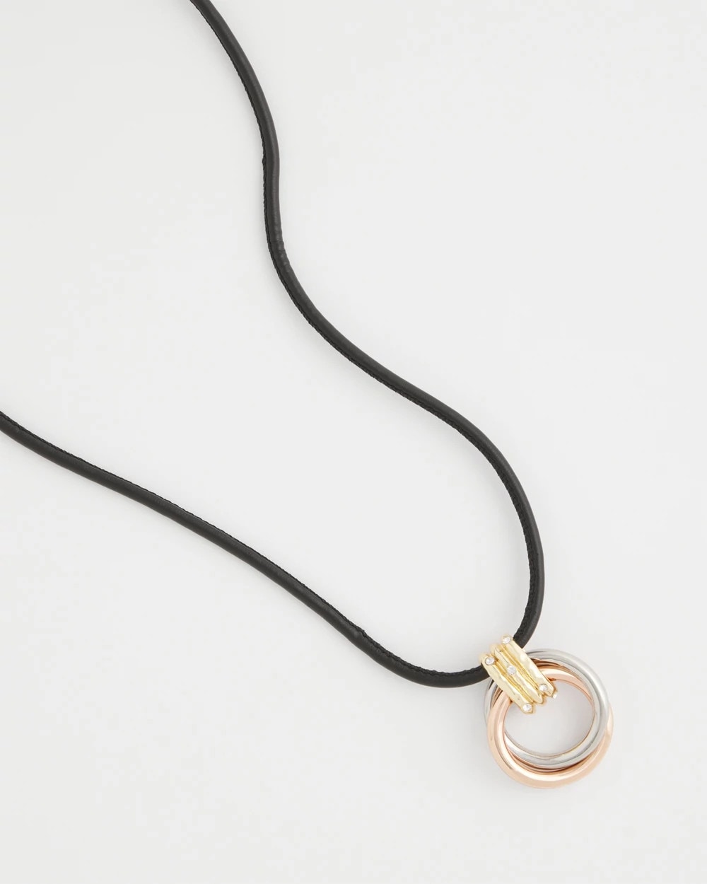 Chico's Adjustable Tri-Tone Pendant Necklace Mixed Metals