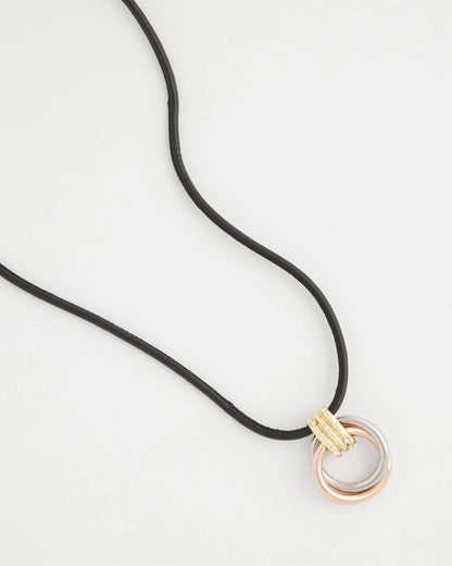 Chico's Adjustable Tri-Tone Pendant Necklace Mixed Metals