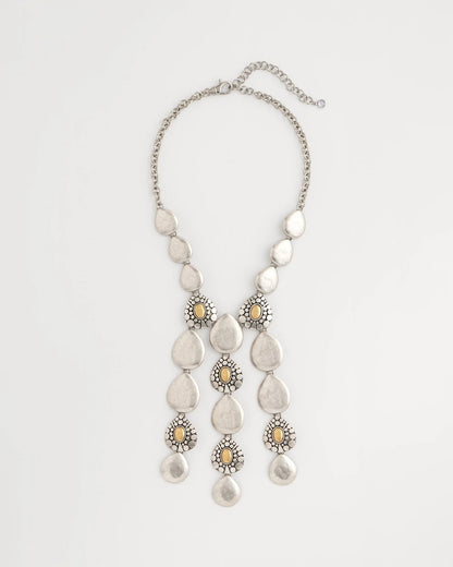 Chico's Island Metal Linear Necklace Mixed Metals