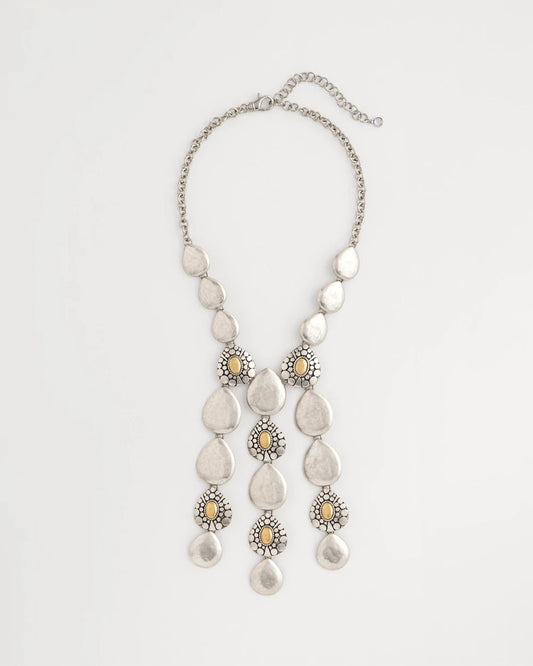 Chico's Island Metal Linear Necklace Mixed Metals