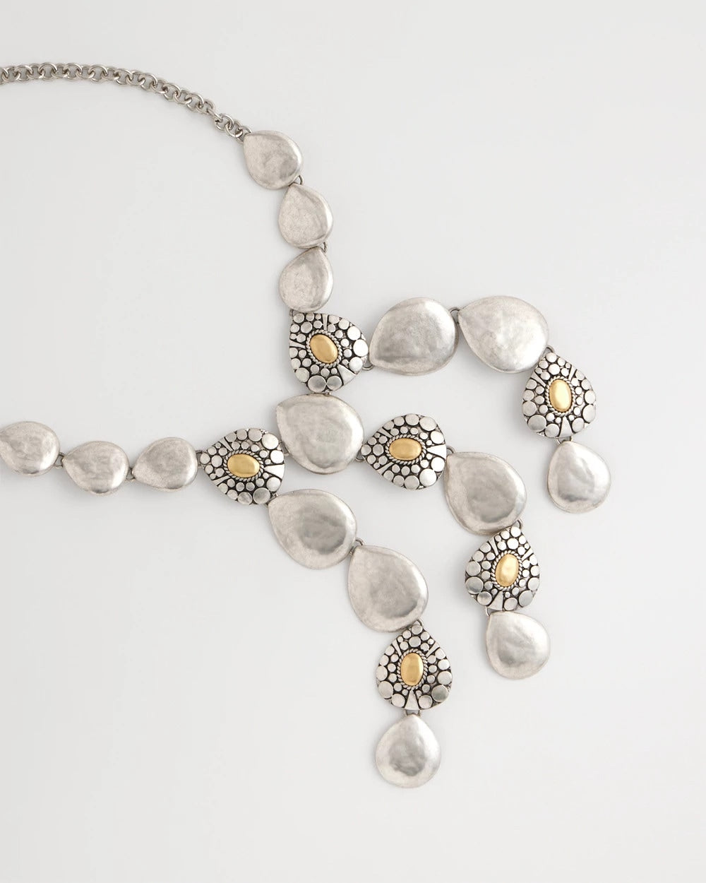 Chico's Island Metal Linear Necklace Mixed Metals