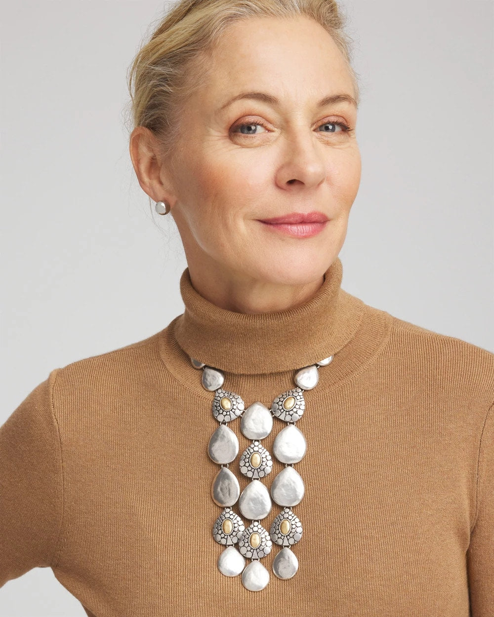 Chico's Island Metal Linear Necklace Mixed Metals
