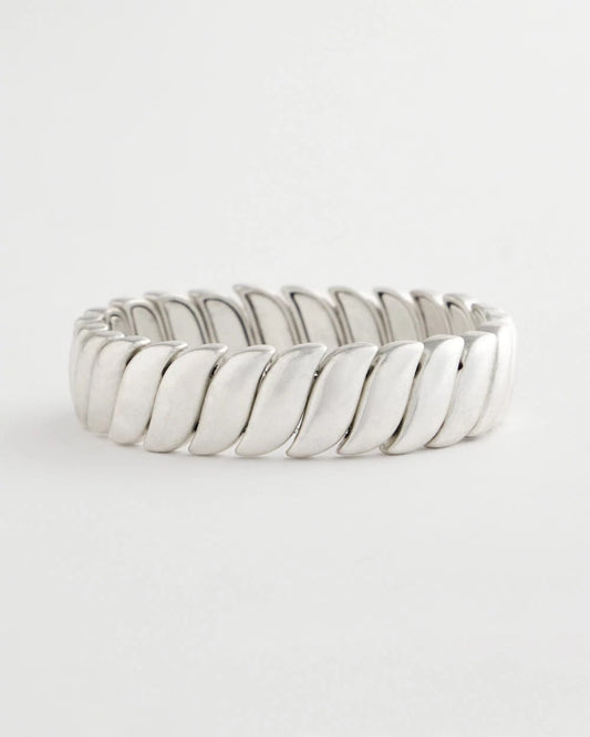 Chico's Matte Twist Stretch Bracelet Silver