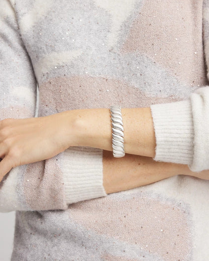 Chico's Matte Twist Stretch Bracelet Silver