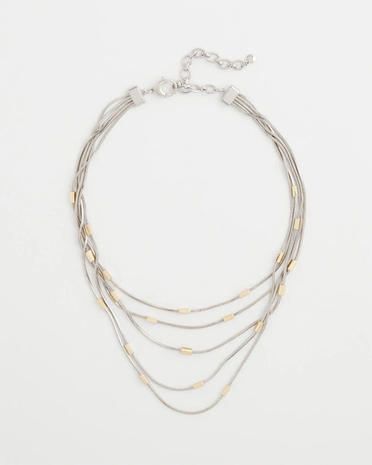 Chico's Mixed Metal Multi-Strand Necklace Mixed Metals