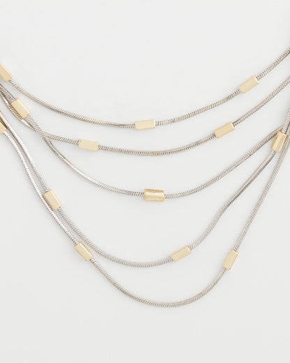 Chico's Mixed Metal Multi-Strand Necklace Mixed Metals