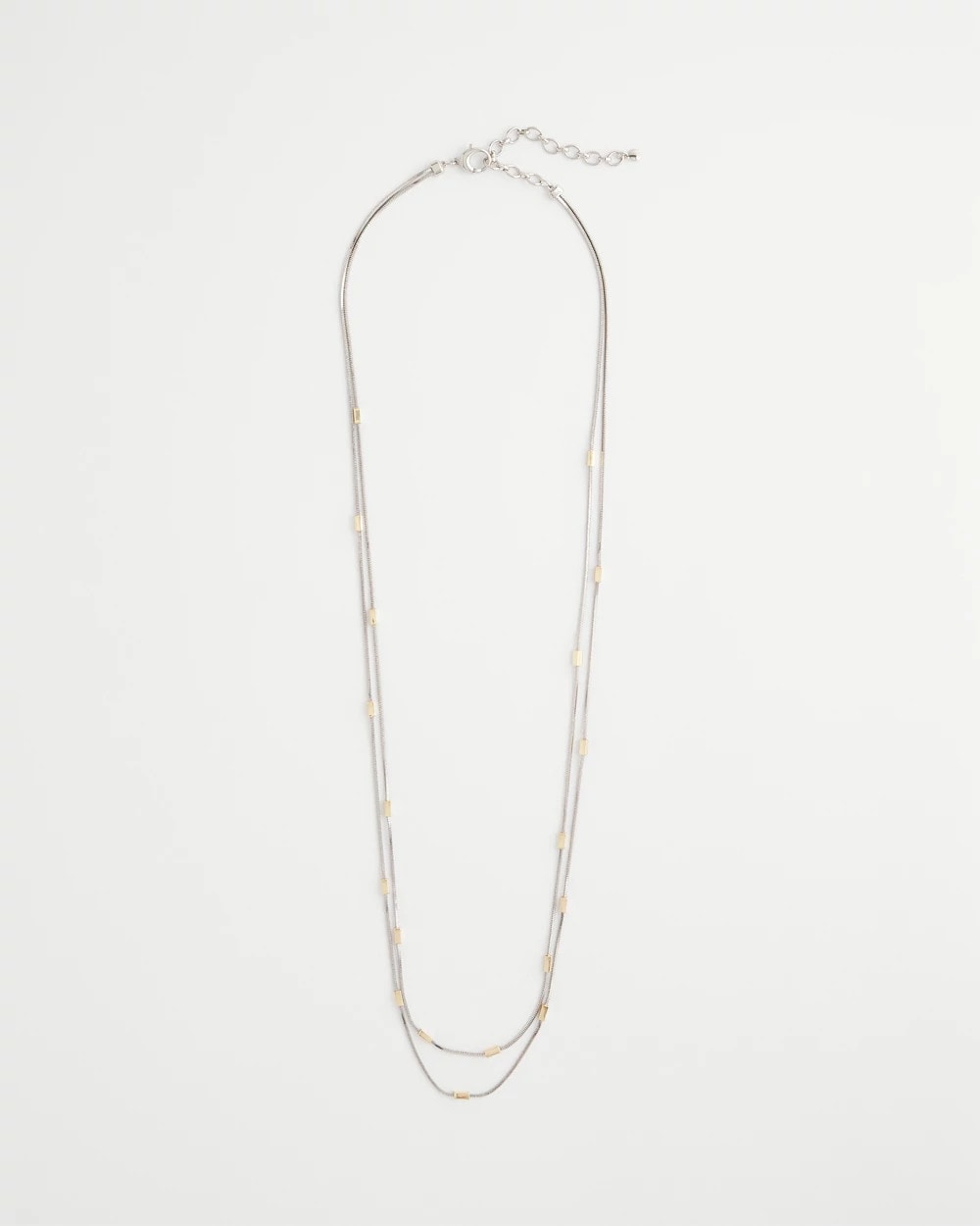 Chico's Mixed Metal Double Strand Necklace Mixed Metals