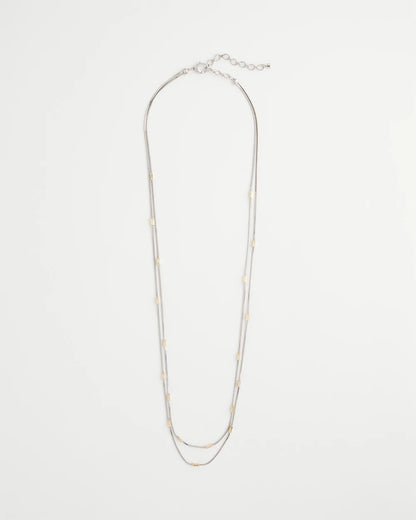 Chico's Mixed Metal Double Strand Necklace Mixed Metals
