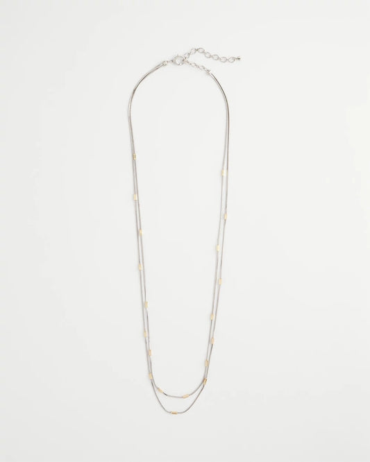 Chico's Mixed Metal Double Strand Necklace Mixed Metals