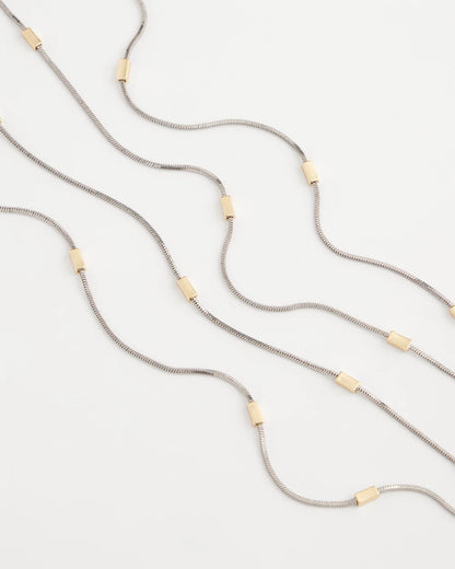 Chico's Mixed Metal Double Strand Necklace Mixed Metals