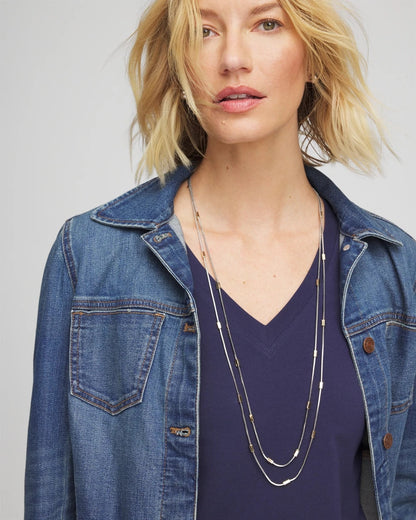Chico's Mixed Metal Double Strand Necklace Mixed Metals