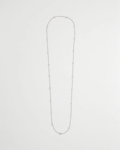 Chico's Fine Crystal Long Chain Necklace Silver