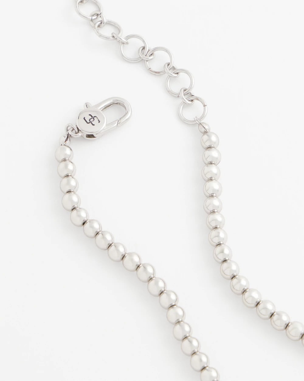 Chico's Silvertone Beaded Necklace Silver