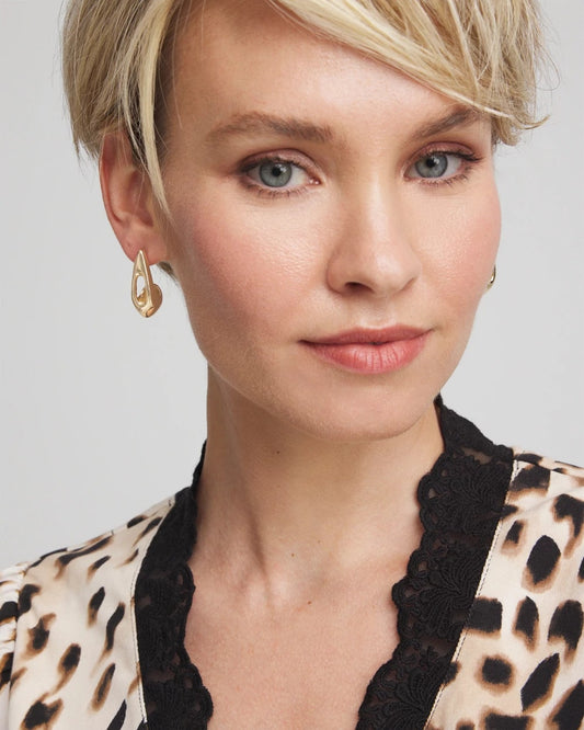 Chico's Gold Puff Hoop Earrings Gold