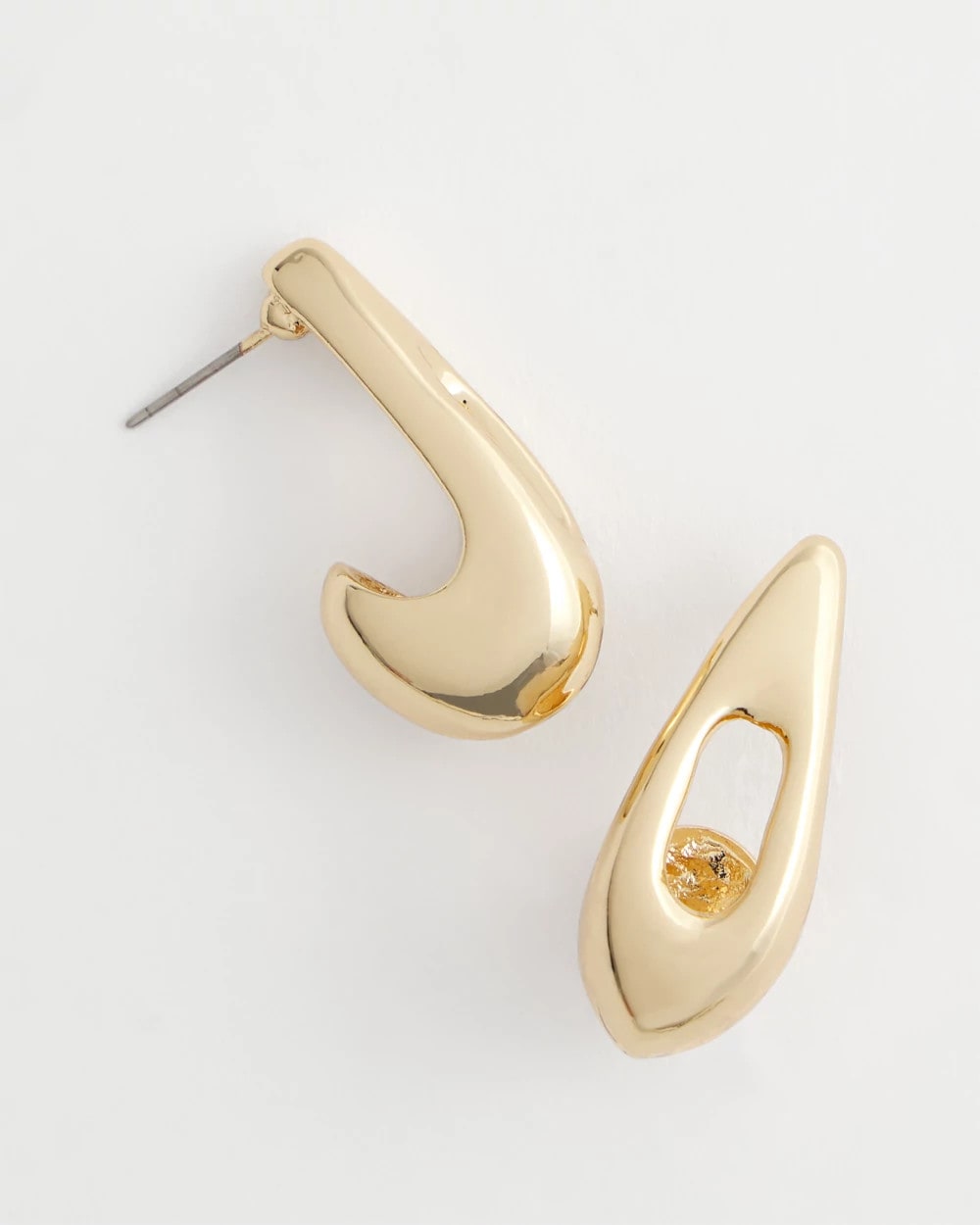 Chico's Gold Puff Hoop Earrings Gold