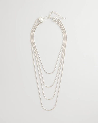Chico's Multi-Layer Snake Chain Necklace Silver