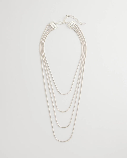 Chico's Multi-Layer Snake Chain Necklace Silver