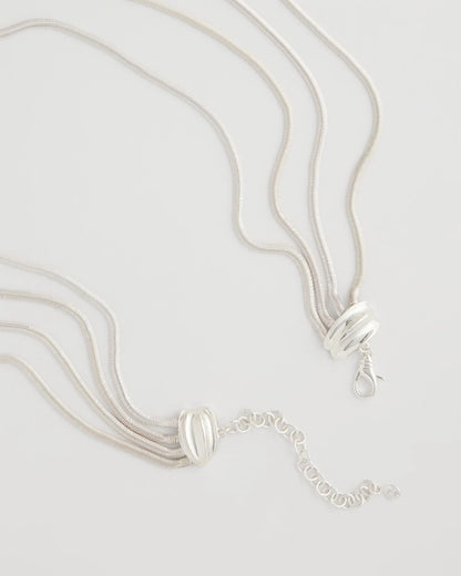Chico's Multi-Layer Snake Chain Necklace Silver