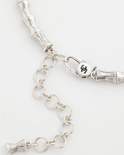 Chico's Silvertone Bamboo Collar Necklace Silver