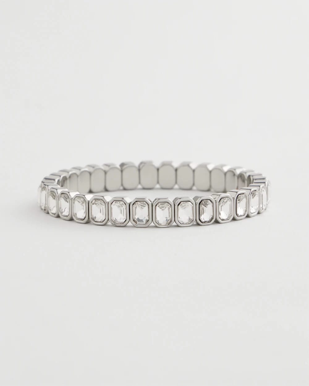 Chico's Silver Bezel Set Stretch Tennis Bracelet Silver