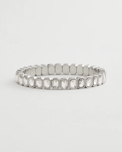 Chico's Silver Bezel Set Stretch Tennis Bracelet Silver