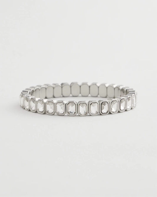 Chico's Silver Bezel Set Stretch Tennis Bracelet Silver