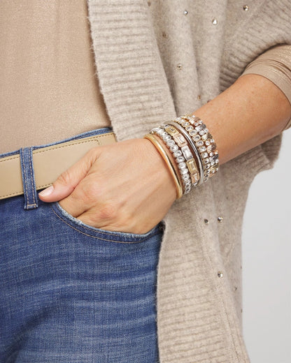Chico's Silver Bezel Set Stretch Tennis Bracelet Silver