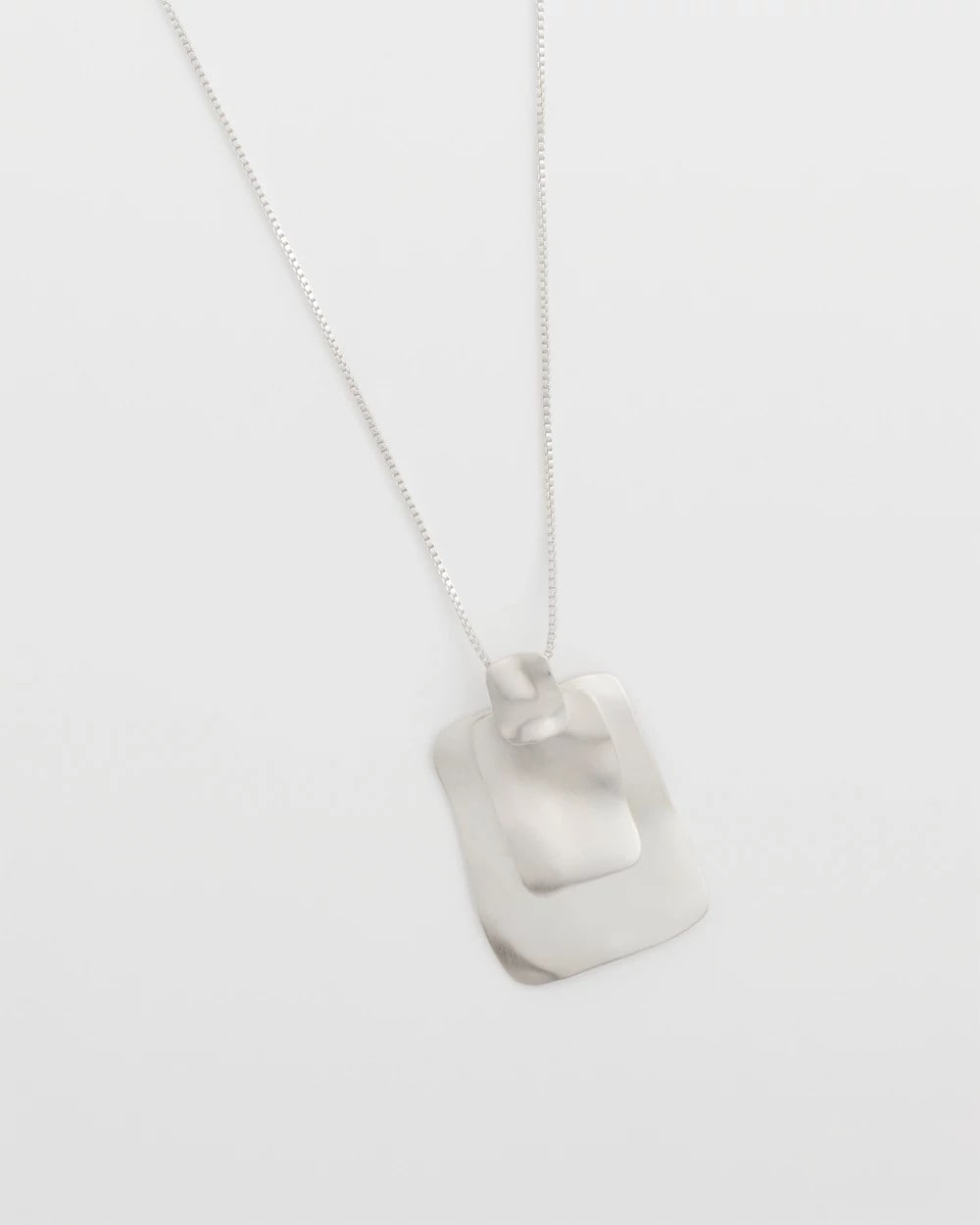 Chico's Adjustable Square Pendant Necklace Silver