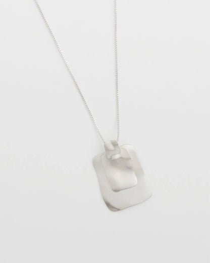 Chico's Adjustable Square Pendant Necklace Silver