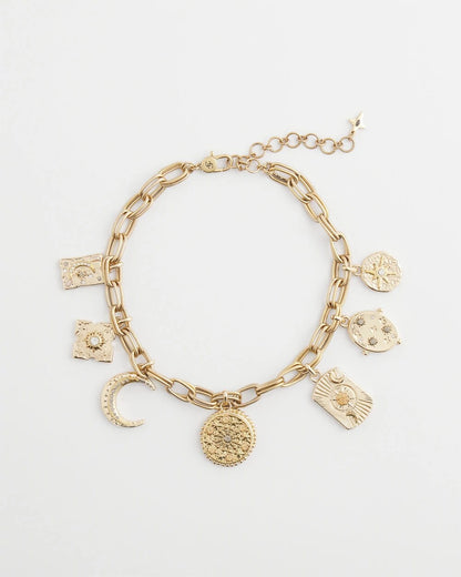 Chico's Gold Celestial Charm Necklace Gold