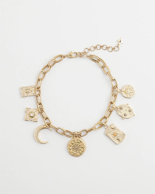 Chico's Gold Celestial Charm Necklace Gold